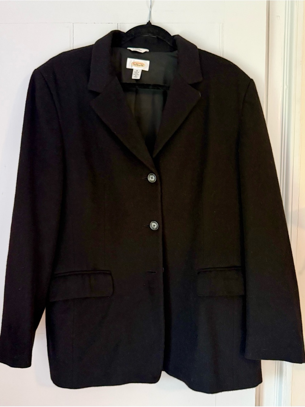 Talbots Camel Hair Black Blazer Jacket Size 18